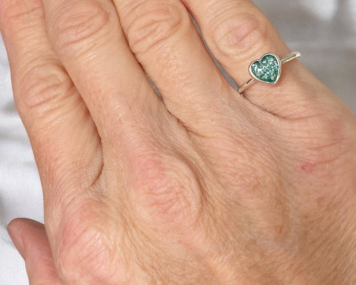 Memorial Ashes Small Heart Ring - Little Fingers 'n' Toes