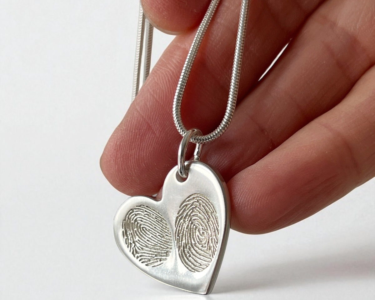 Freya – Two Fingerprint Heart Necklace for two prints - Little Fingers 'n' Toes