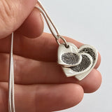 Maeve – Three Heart-Shaped Fingerprint Pendants in Sterling Silver - Little Fingers 'n' Toes