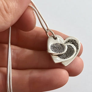 Maeve – Three Heart-Shaped Fingerprint Pendants in Sterling Silver - Little Fingers 'n' Toes