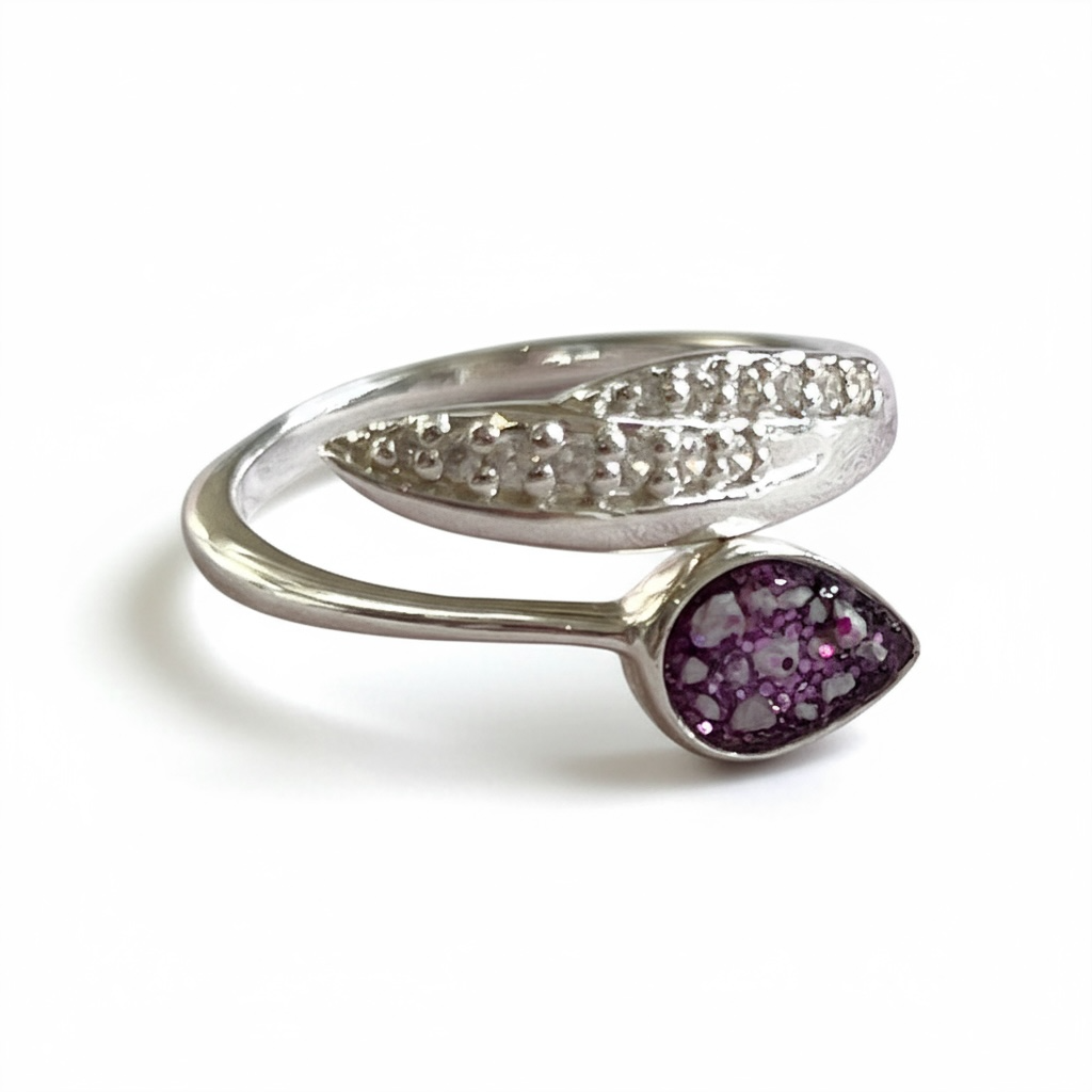 Ashes Feather and Teardrop Ring - Little Fingers n Toes