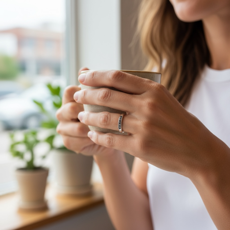 Memorial ashes silver band ring - Little Fingers n Toes