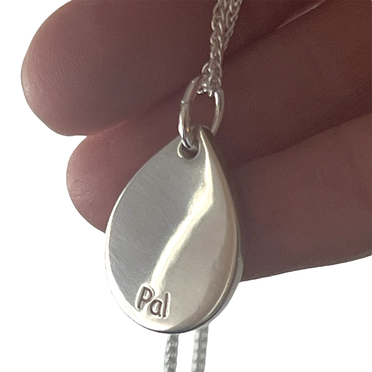 Isla – Teardrop Fingerprint Necklace in Polished Sterling Silver - Little Fingers 'n' Toes