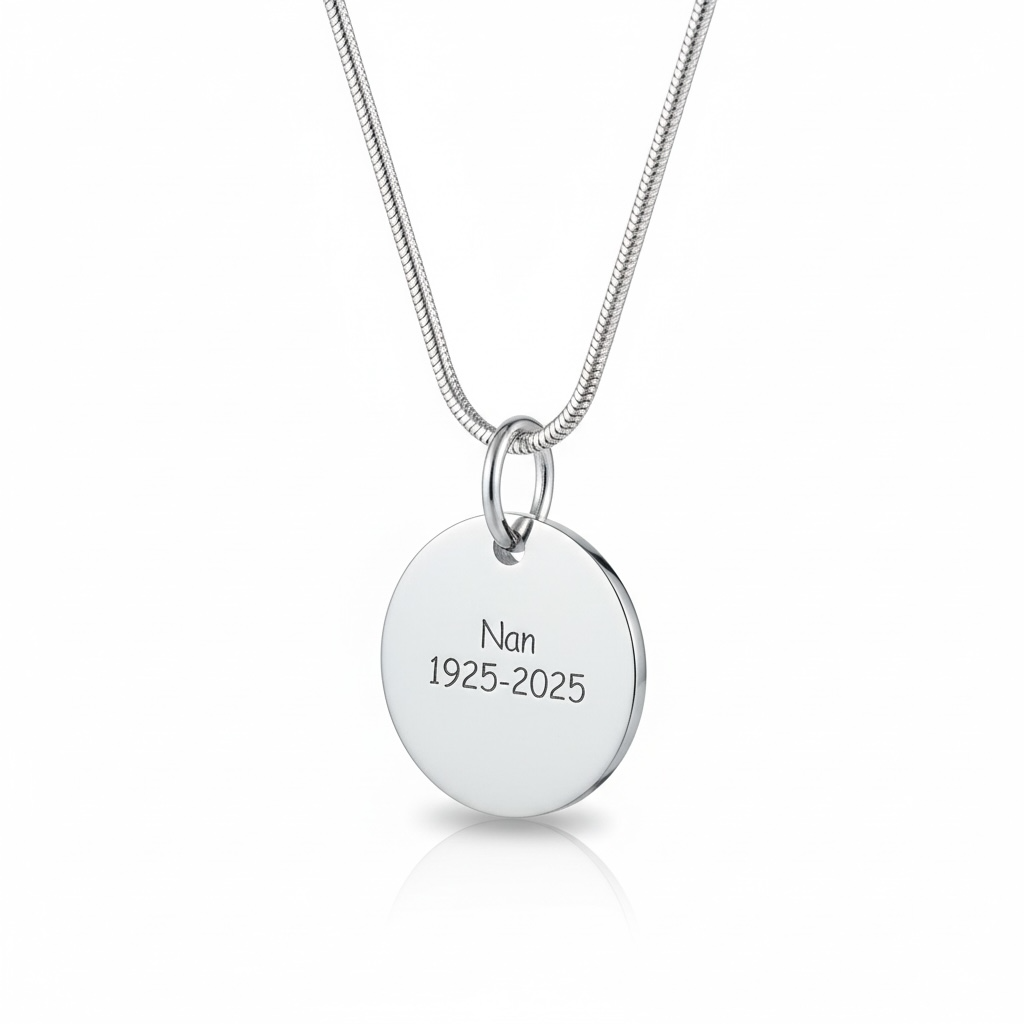 Elodie – Circle Fingerprint Pendant Necklace in Sterling Silver - Little Fingers 'n' Toes