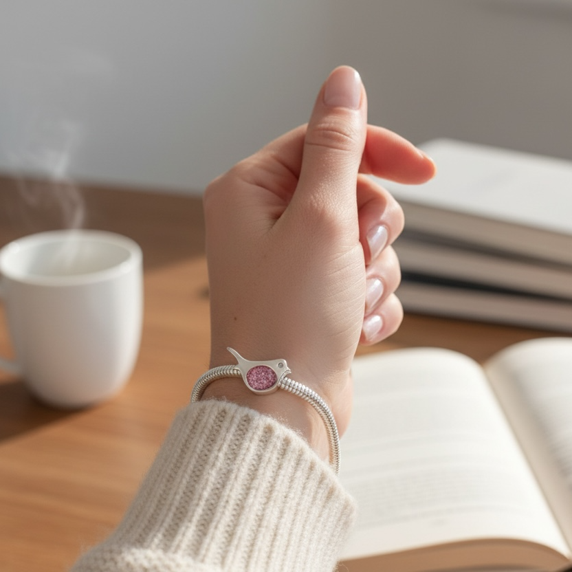 Memorial Ashes Robin Charm bead - Little Fingers 'n' Toes