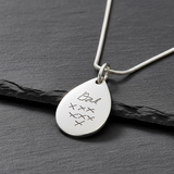 Isla – Teardrop Fingerprint Necklace in Polished Sterling Silver - Little Fingers 'n' Toes