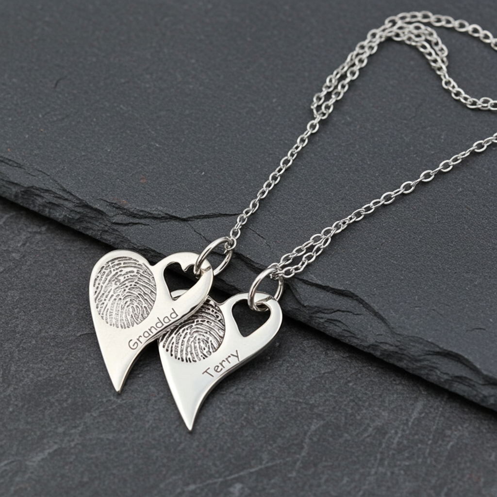 Eloise- two Fingerprint Necklaces Silver - Little Fingers 'n' Toes