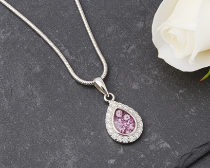 Memorial Ashes Teardrop with Diamantés Necklace - Little Fingers 'n' Toes