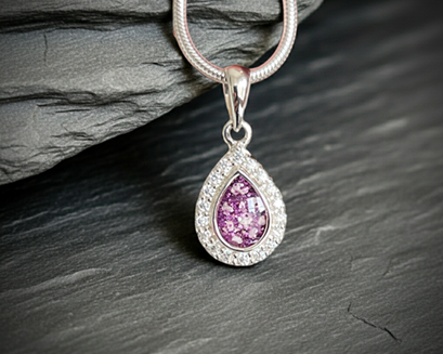 Memorial Ashes Teardrop with Diamantés Necklace - Little Fingers 'n' Toes