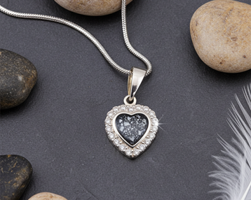 Memorial Ashes Heart with Diamantés Necklace - Little Fingers 'n' Toes