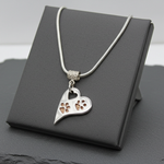 Wavy Heart Pawprint Necklace – Rose Gold & Sterling Silver Personalised Jewellery - Little Fingers 'n' Toes
