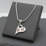 Wavy Heart Pawprint Necklace – Rose Gold & Sterling Silver Personalised Jewellery - Little Fingers 'n' Toes