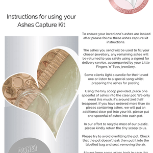 Ashes Capture Kit For Personalised Jewellery - Little Fingers 'n' Toes