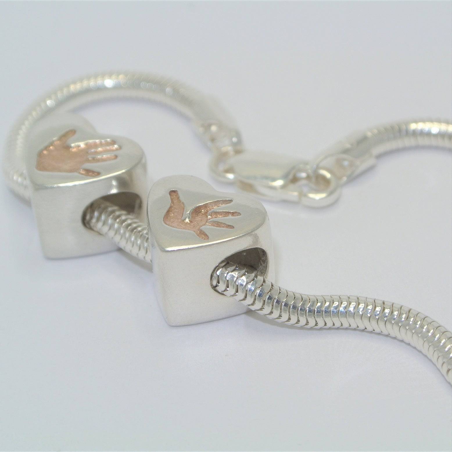 Handprint Bracelet Charm with Rose Gold - Little Fingers 'n' Toes