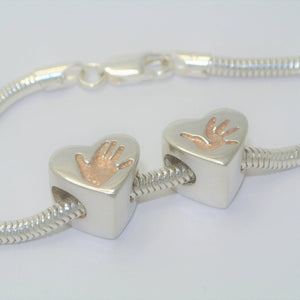 Handprint Bracelet Charm with Rose Gold - Little Fingers 'n' Toes