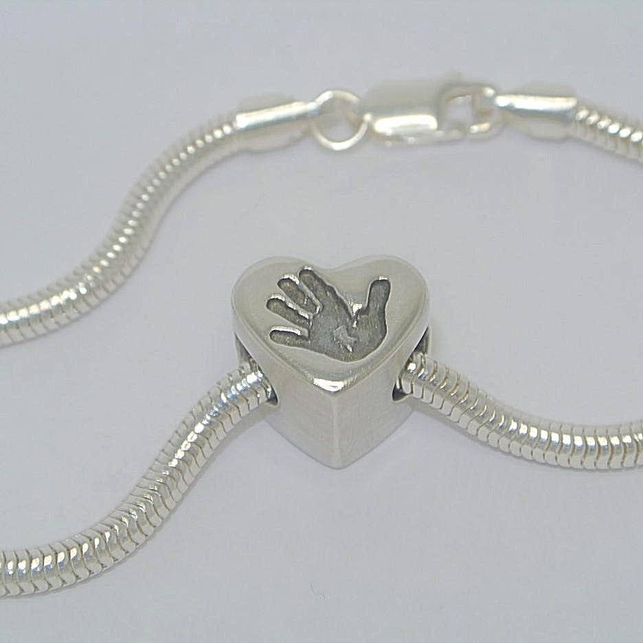 Handprint Bracelet Heart Charm Bead - Little Fingers 'n' Toes