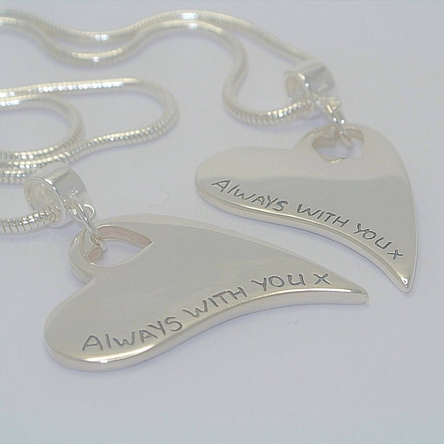 Wavy Heart Pawprint Necklace – Rose Gold & Sterling Silver Personalised Jewellery - Little Fingers 'n' Toes