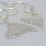 Wavy Heart Pawprint Necklace – Rose Gold & Sterling Silver Personalised Jewellery - Little Fingers 'n' Toes