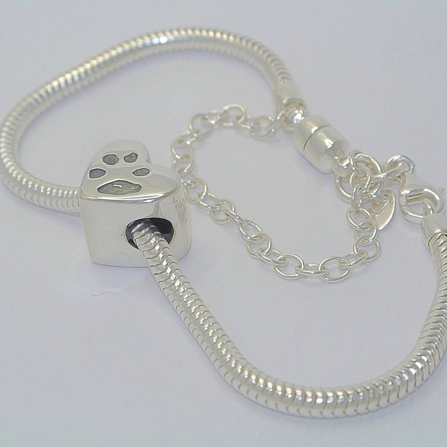 Pawprint Bracelet Heart Bead - Little Fingers 'n' Toes