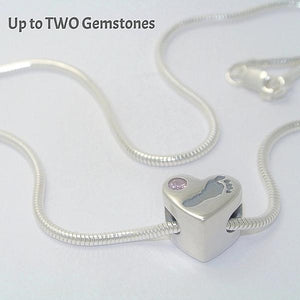 Handprint Heart Charm Bead with Gemstone