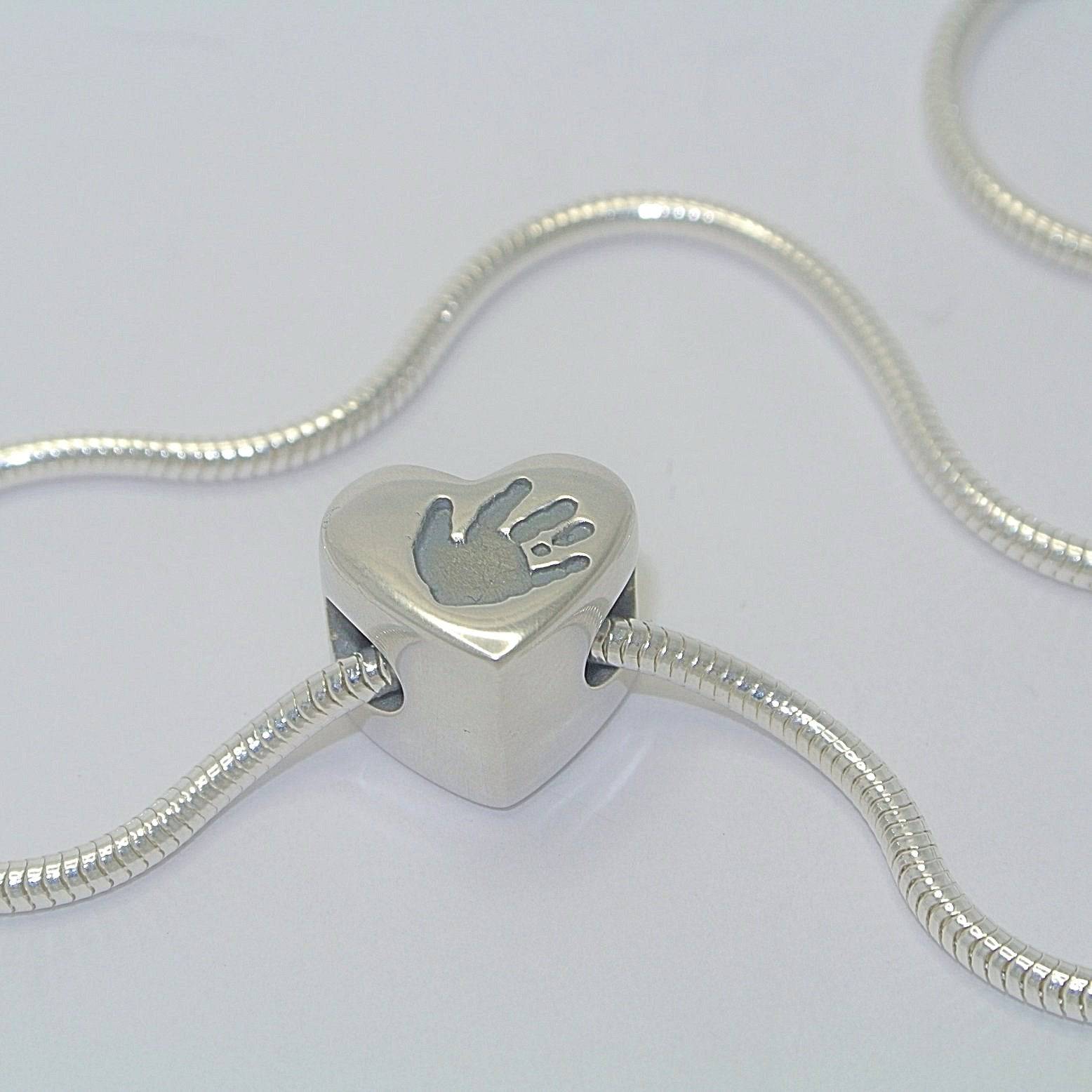 Handprint Bracelet Heart Charm Bead - Little Fingers 'n' Toes