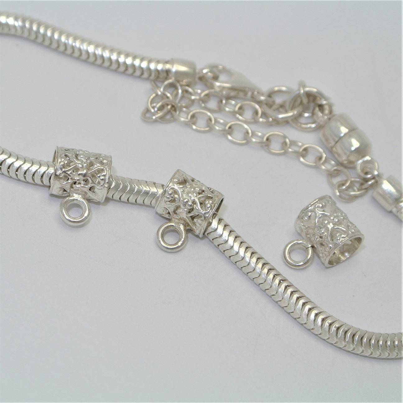 Sterling Silver Filigree Tube Bail For Fingerprint Jewellery - Little Fingers 'n' Toes