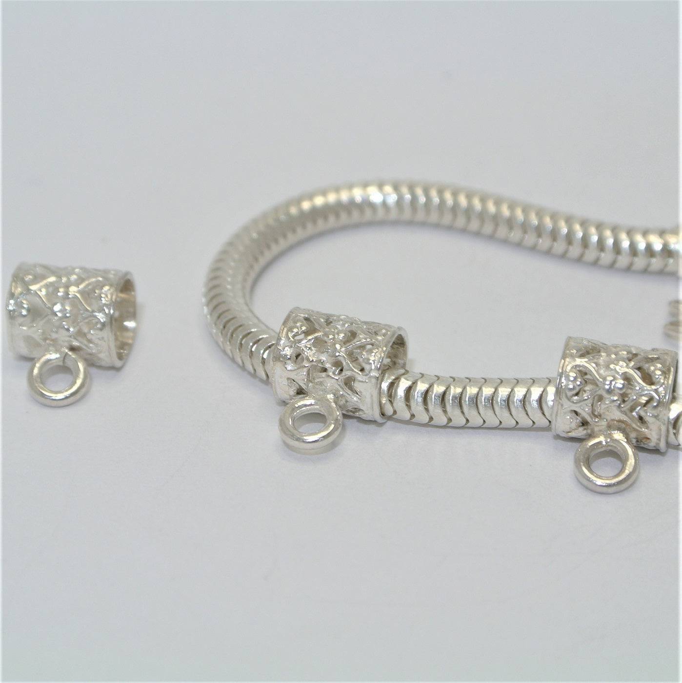 Sterling Silver Filigree Tube Bail For Fingerprint Jewellery