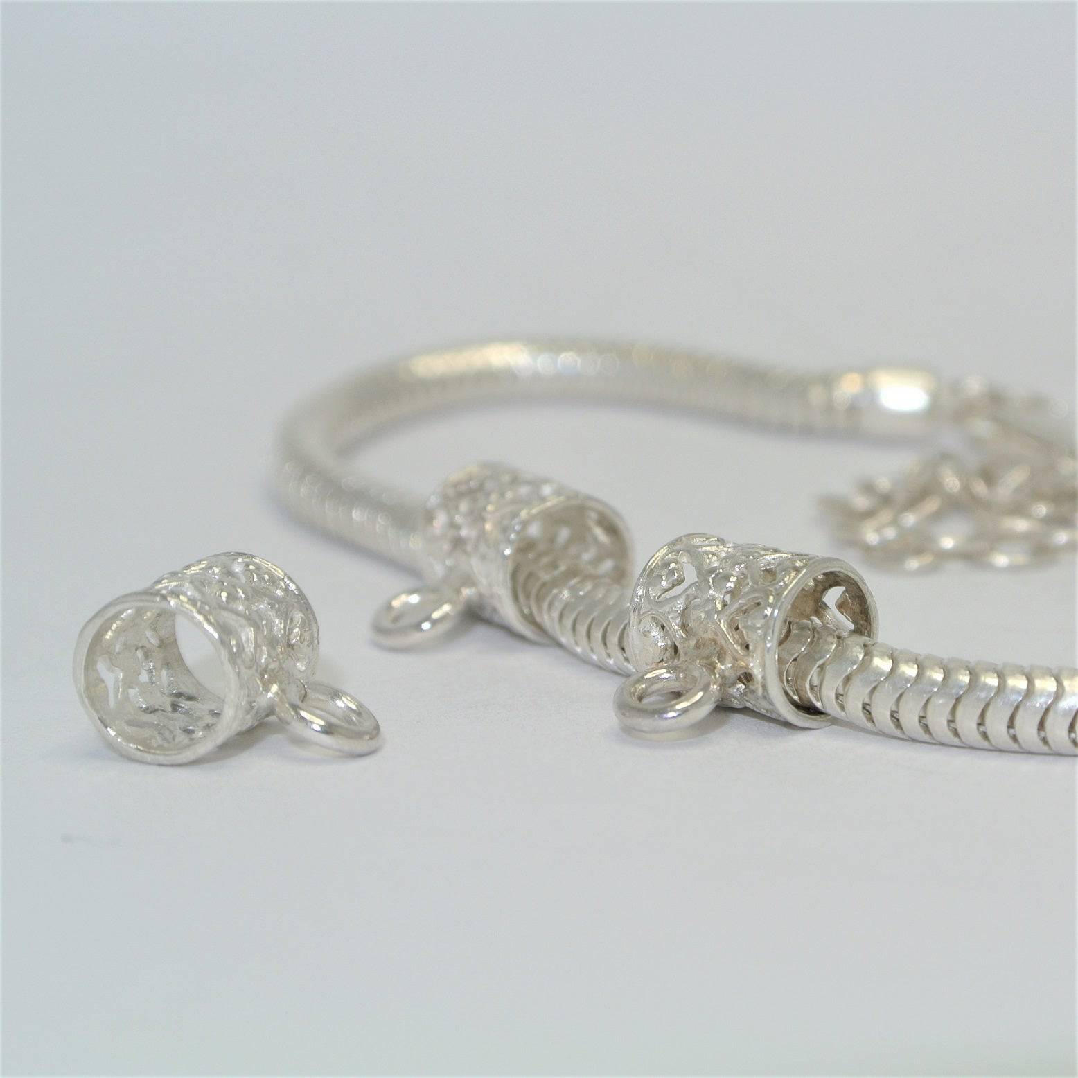 Sterling Silver Filigree Tube Bail For Fingerprint Jewellery - Little Fingers 'n' Toes