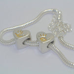 Handprint Bracelet Heart Charm with Gold - Little Fingers 'n' Toes