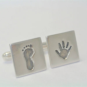 Handprint and Footprint Cufflinks Sterling Silver Keepsake Jewellery