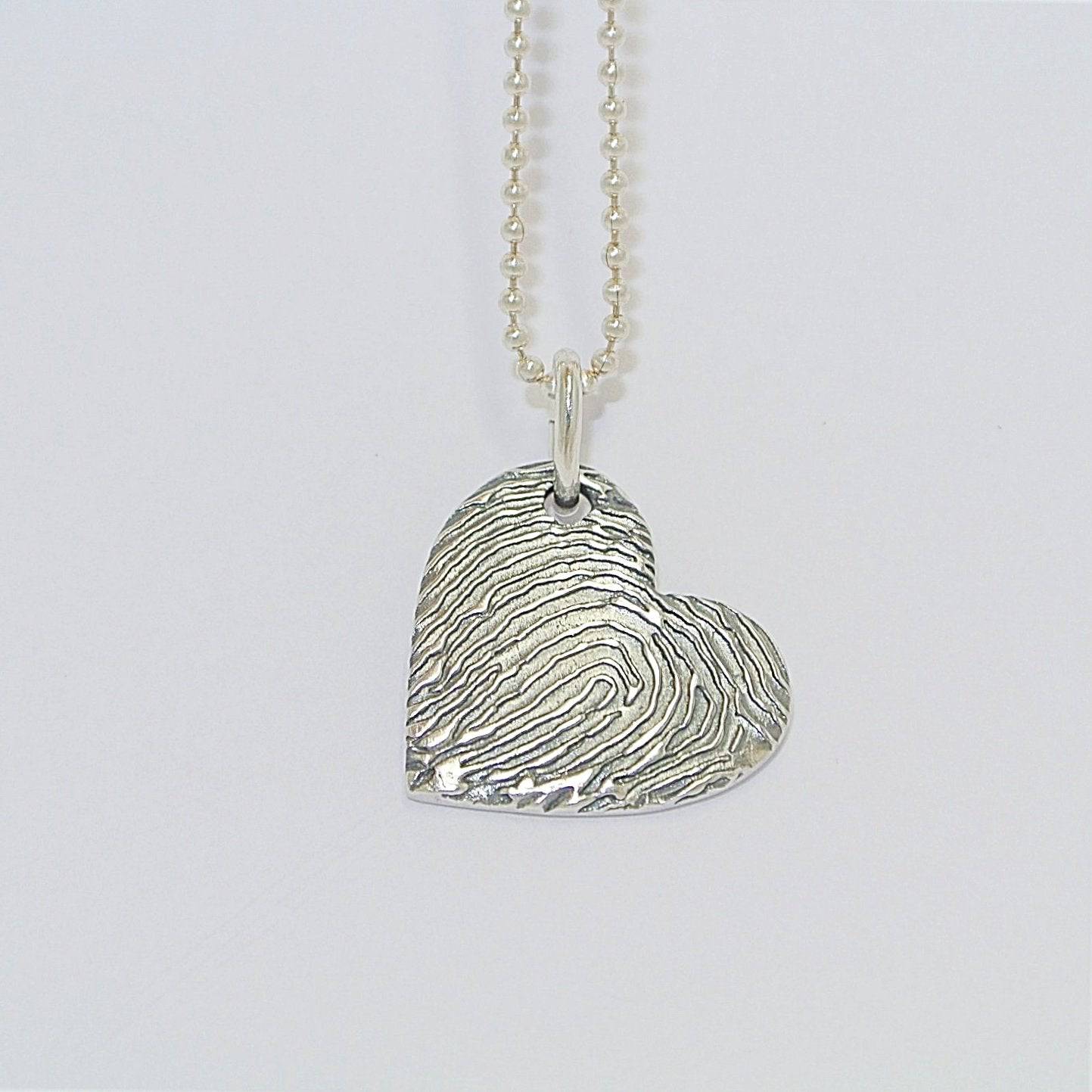 Magnified Fingerprint Heart, Sterling Silver Fingerprint Jewellery, personalised necklace, personalised baby gift, fingerprint necklace, fingerprint bracelet, personalised silver jewellery, fingerprint jewellery company, fingerprint jewellery uk, new mum gift, christmas personalised gift