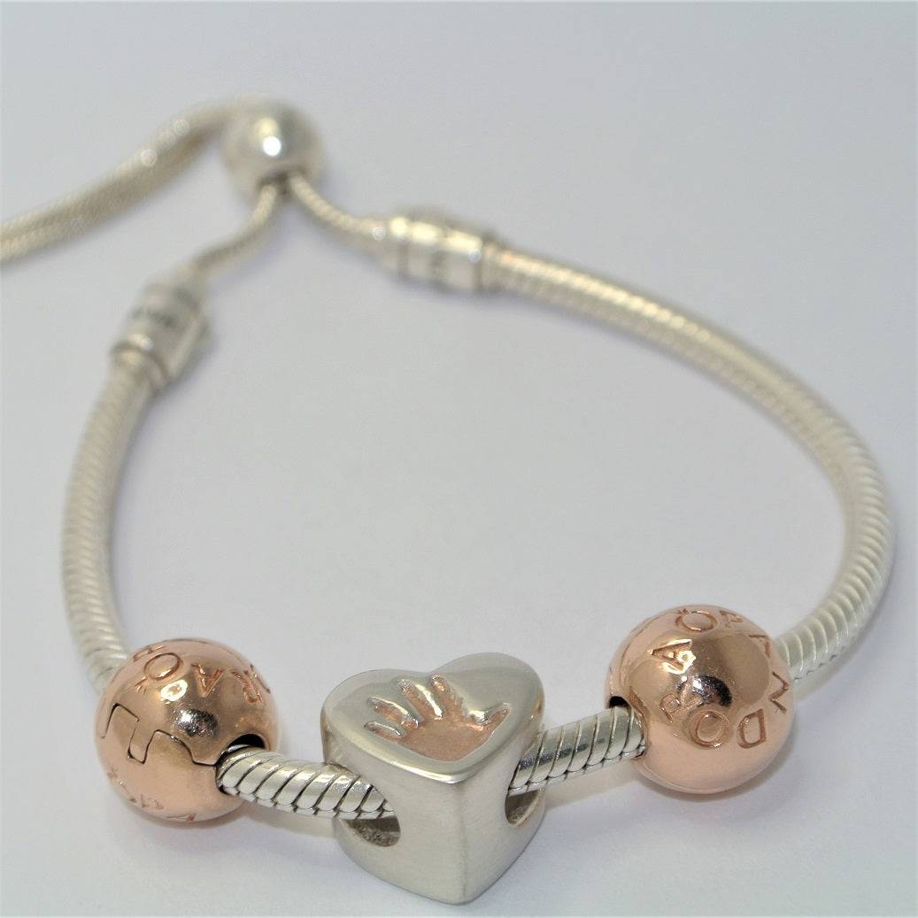 Handprint Bracelet Charm with Rose Gold - Little Fingers 'n' Toes