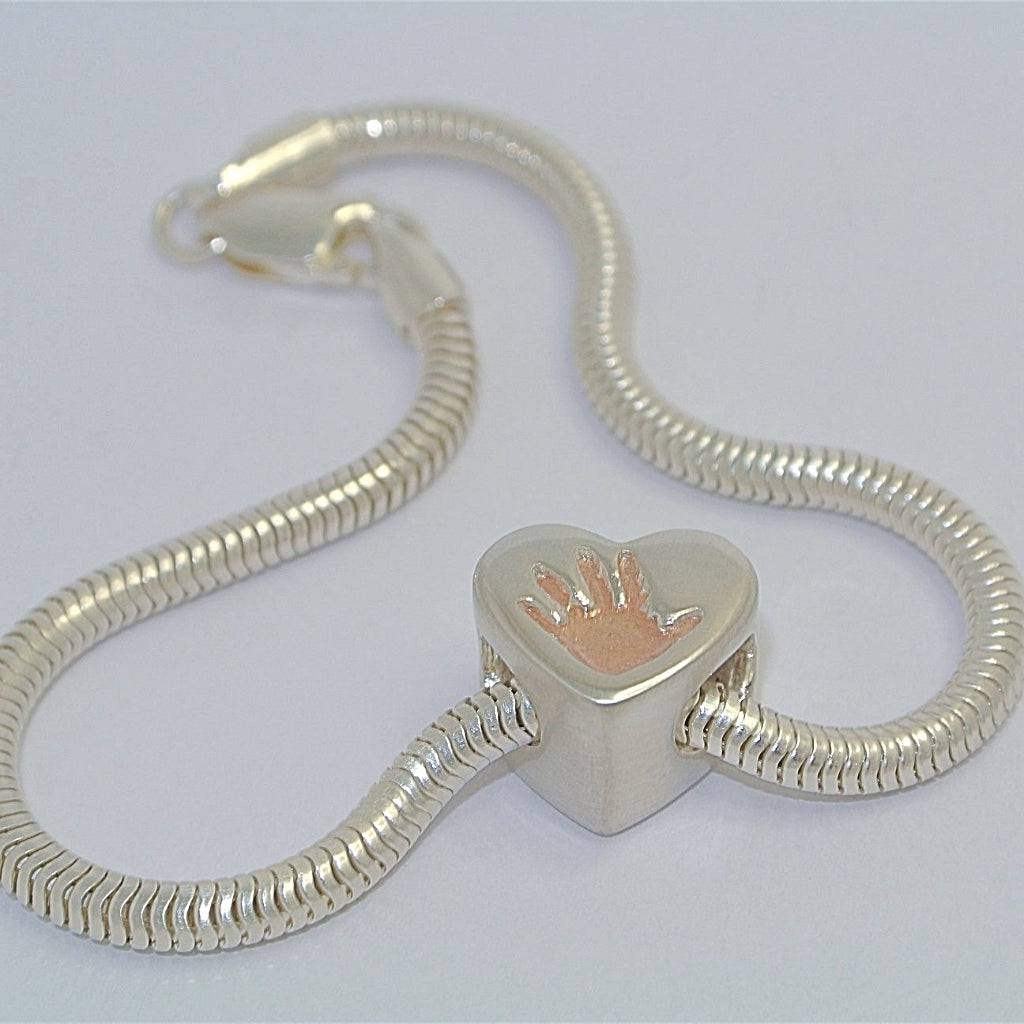 Handprint Bracelet Charm with Rose Gold - Little Fingers 'n' Toes
