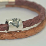 Handprint Barrel Bead and Leather Bracelet - Little Fingers 'n' Toes