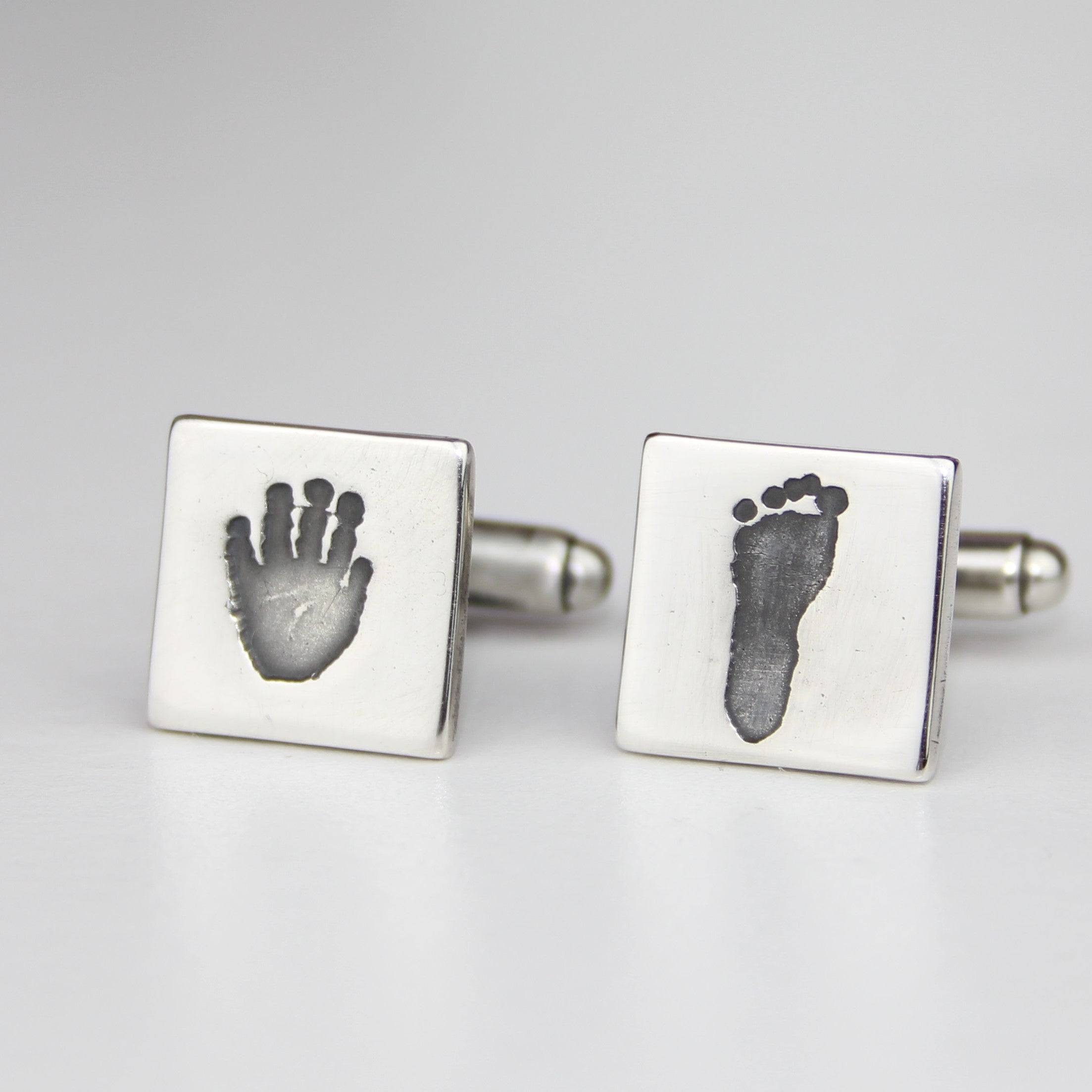 Handprint and Footprint Cufflinks Sterling Silver Keepsake Jewellery