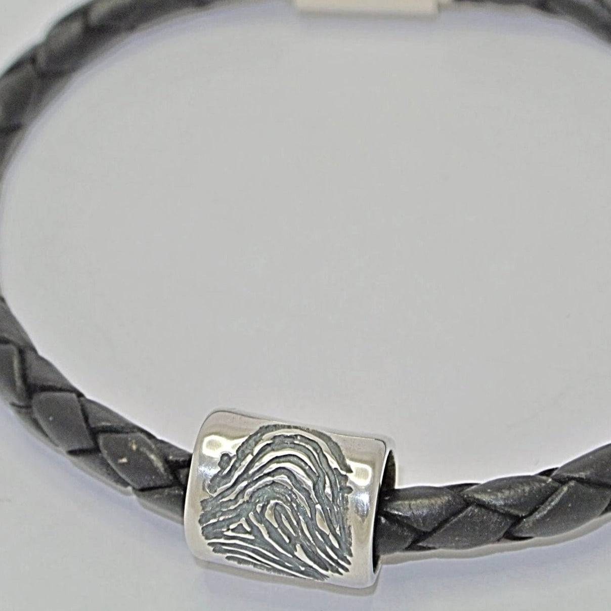 Fingerprint Jewellery Mens Barrel Bead