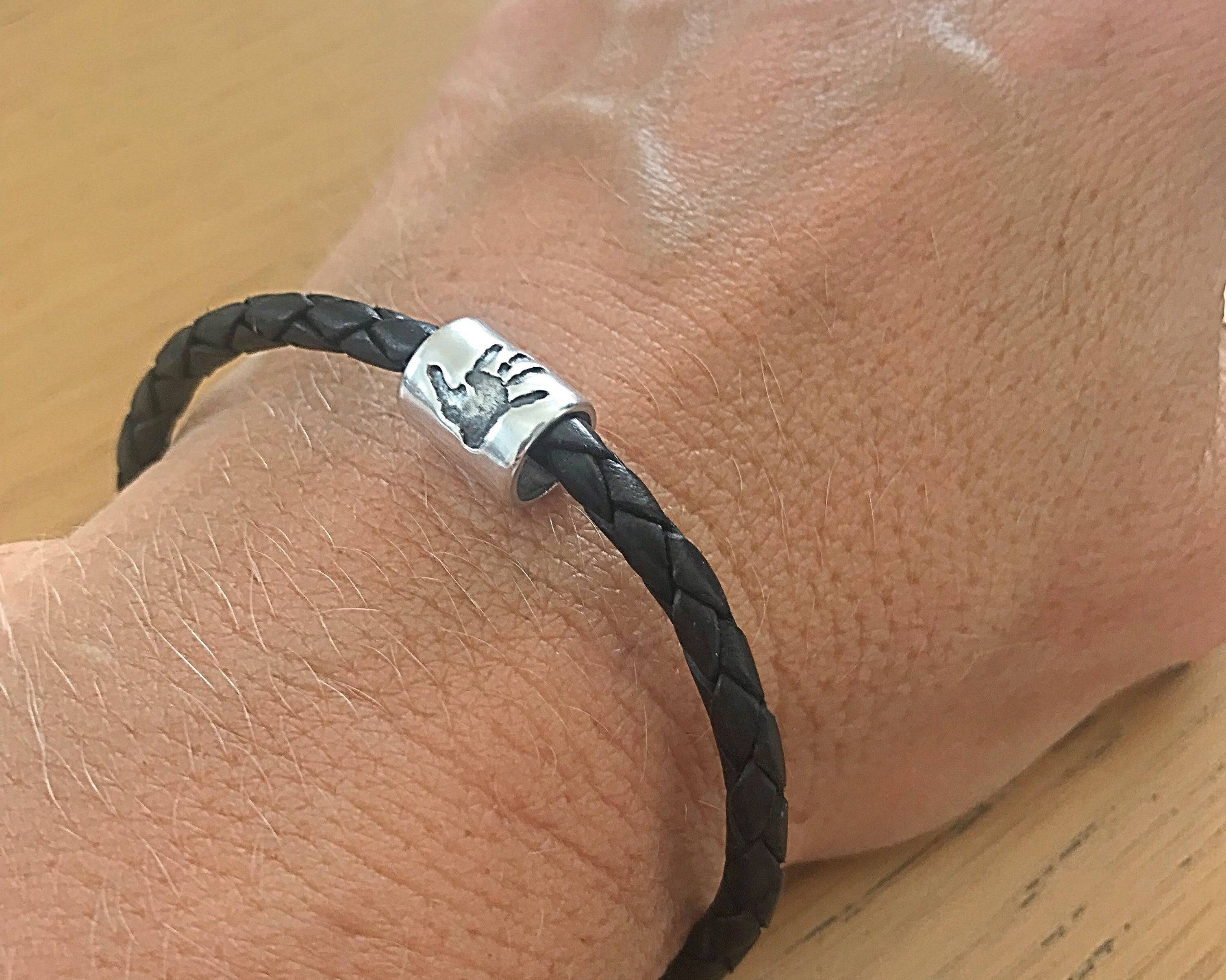 Handprint Barrel Bead and Leather Bracelet - Little Fingers 'n' Toes