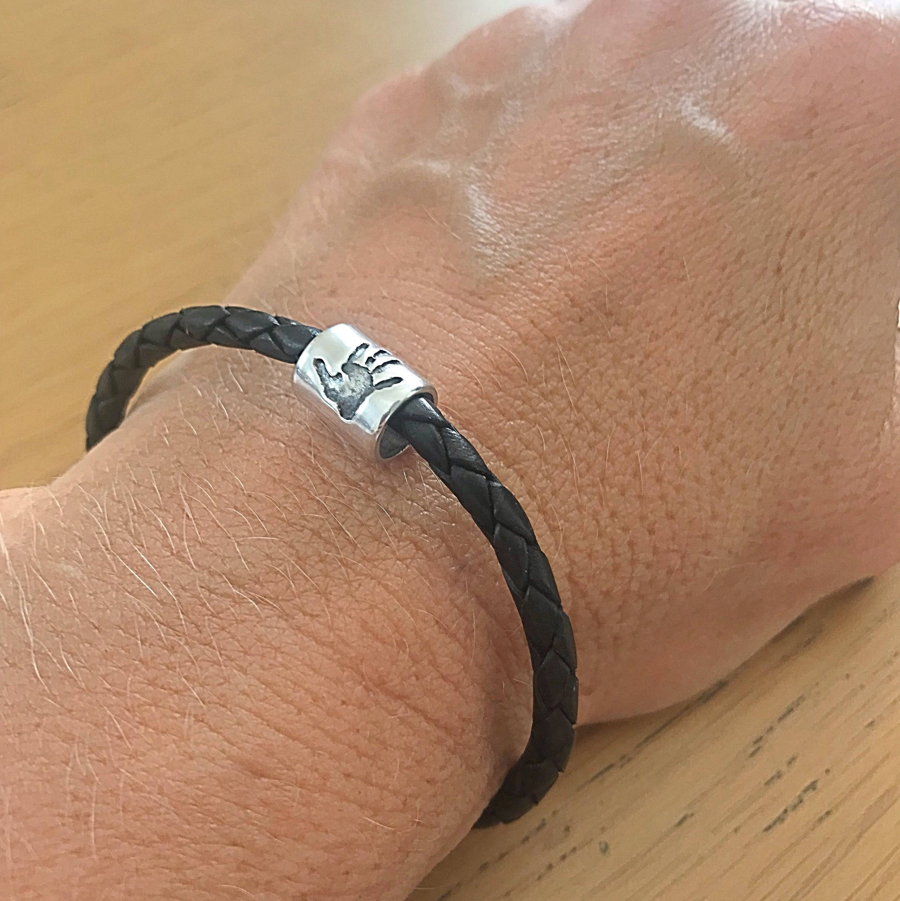 Handprint Barrel Bead and Leather Bracelet - Little Fingers 'n' Toes