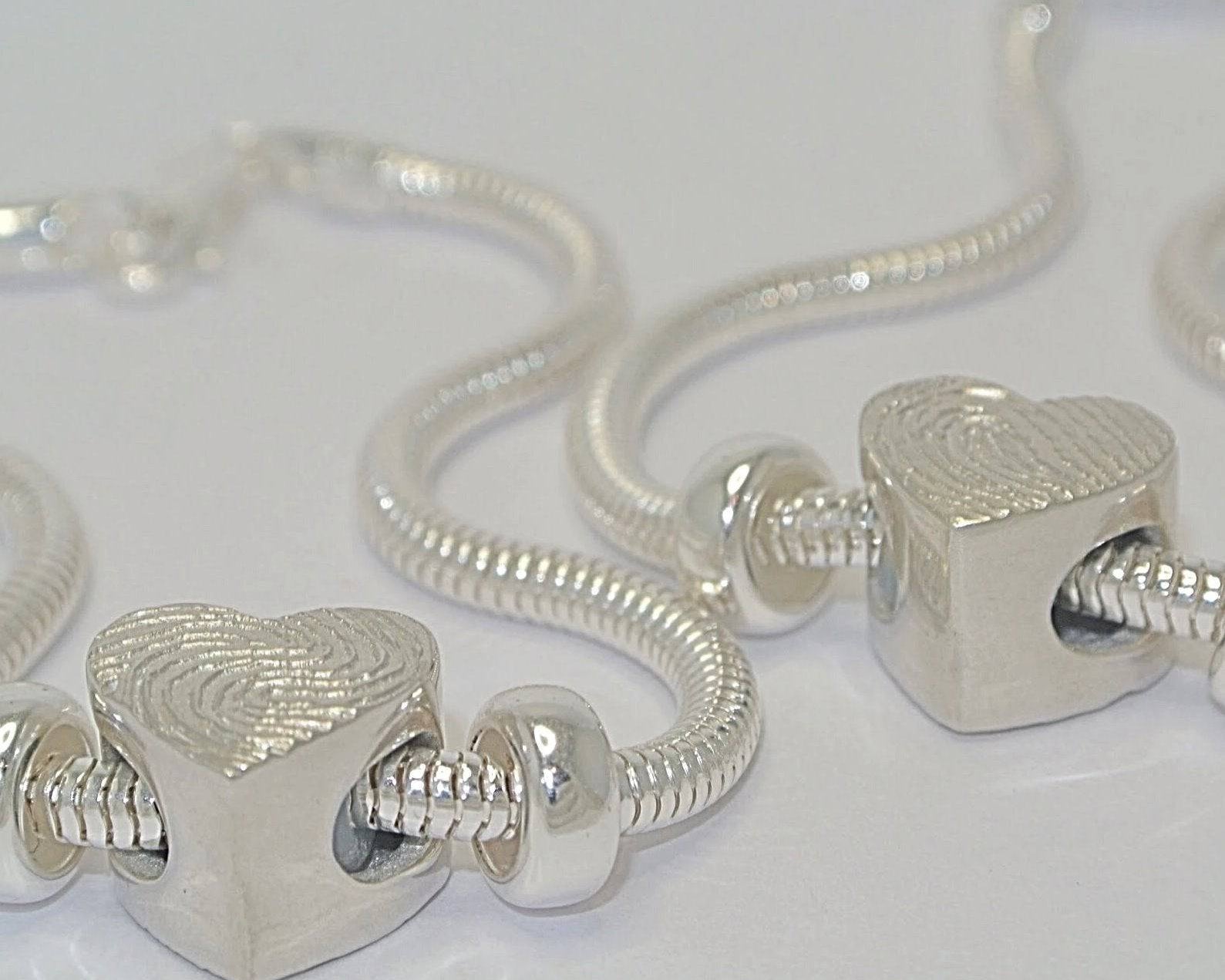 Esme – Small Heart Bead Bracelet Charm in Sterling Silver - Little Fingers 'n' Toes