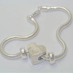 Esme – Small Heart Bead Bracelet Charm in Sterling Silver - Little Fingers 'n' Toes