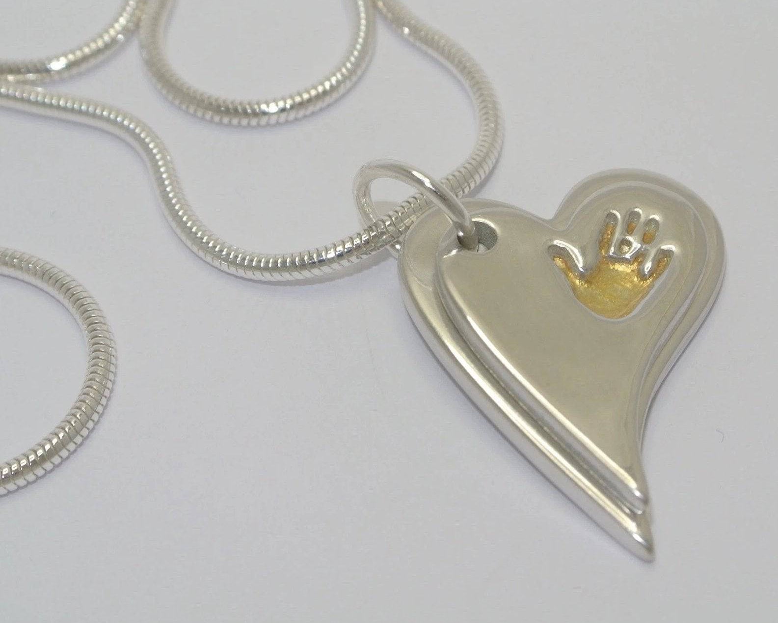 Handprint Double Necklace with 24ct gold - Little Fingers 'n' Toes