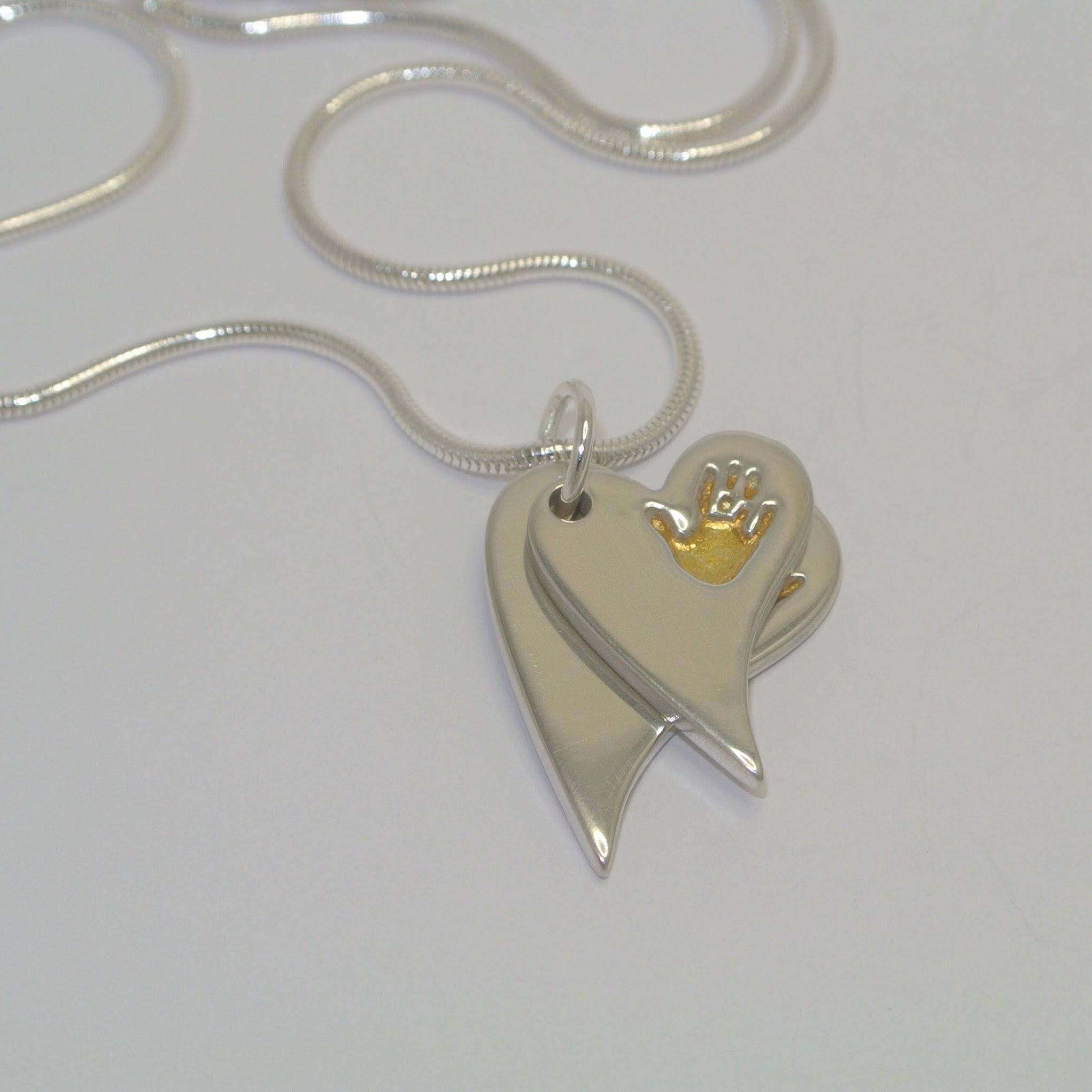 Handprint Double Necklace with 24ct gold - Little Fingers 'n' Toes