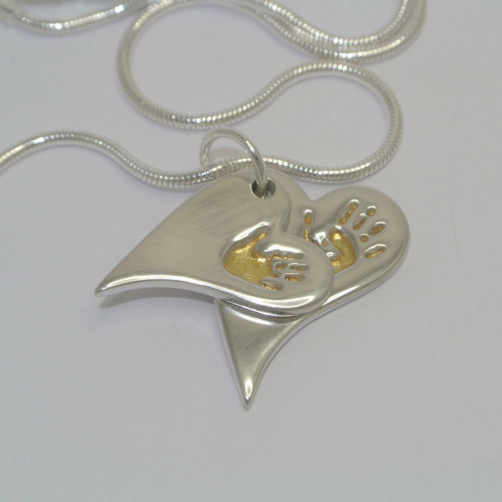 Handprint Double Necklace with 24ct gold - Little Fingers 'n' Toes