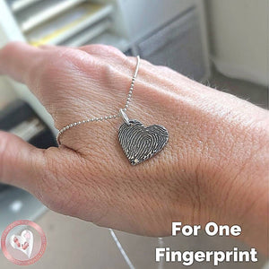 Magnified Fingerprint Heart, Sterling Silver Fingerprint Jewellery, personalised necklace, personalised baby gift, fingerprint necklace, fingerprint bracelet, personalised silver jewellery, fingerprint jewellery company, fingerprint jewellery uk, new mum gift, christmas personalised gift