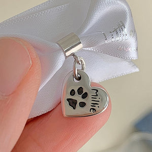 sterling silver bail, sleek tube bail, necklace bail, little fingers n toes, pawprint jewellery, silver charm bail