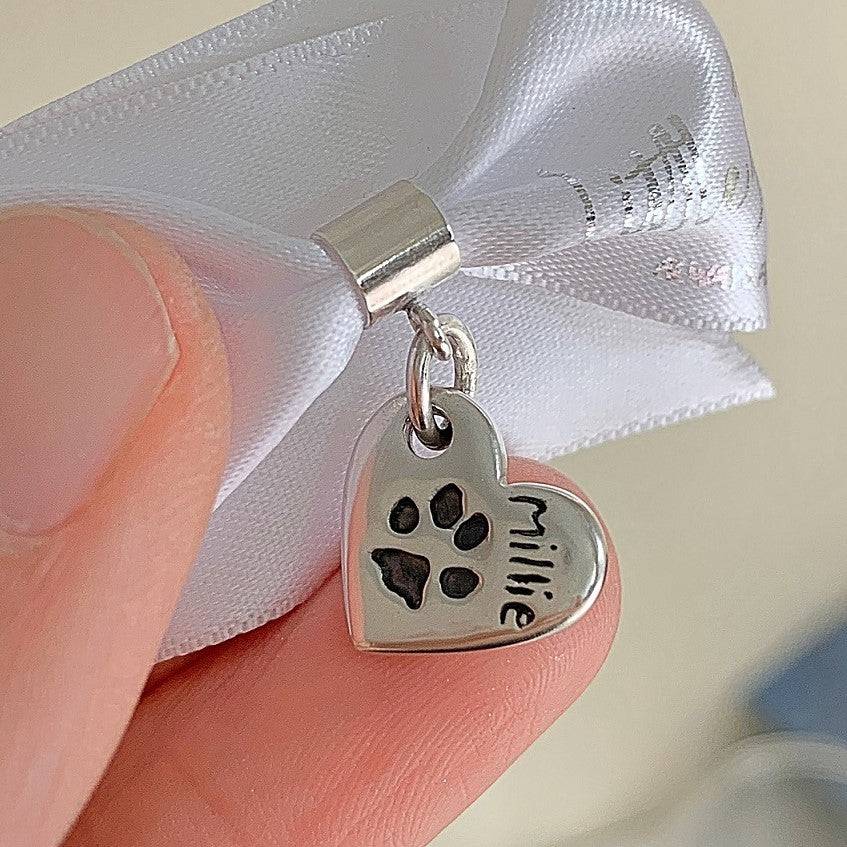 pawprint jewellery, pawprint personalised jewellery, pawprint silver heart, pawprint heart charm, pawprint necklace, personalised necklace, personalised heart charm, pawprint jewellery gift