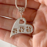 Wavy Heart Pawprint Necklace – Rose Gold & Sterling Silver Personalised Jewellery - Little Fingers 'n' Toes