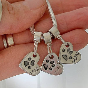 pawprint jewellery, pawprint personalised jewellery, pawprint silver heart, pawprint heart charm, pawprint necklace, personalised necklace, personalised heart charm, pawprint jewellery gift