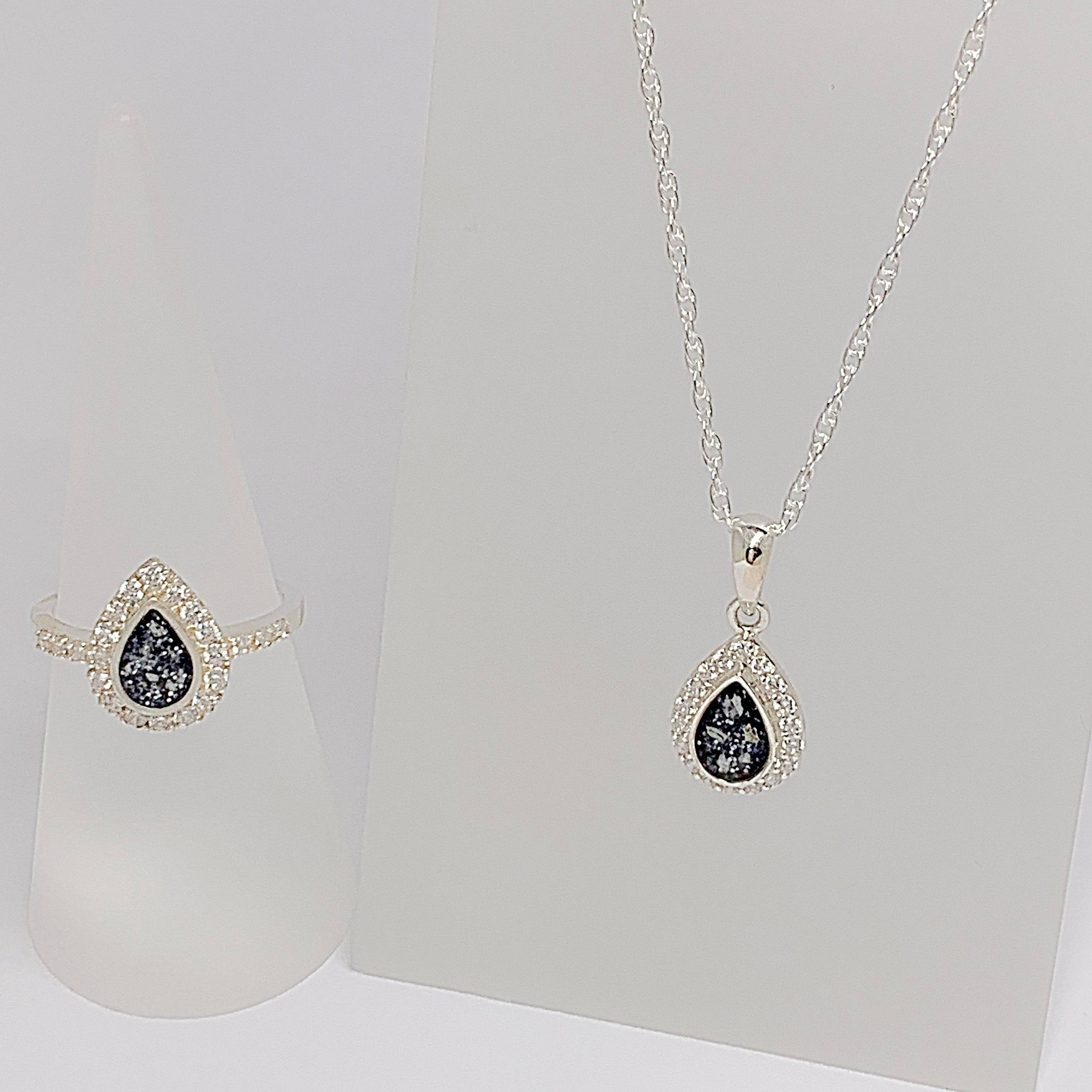 Memorial Ashes Teardrop with Diamantés Necklace - Little Fingers 'n' Toes