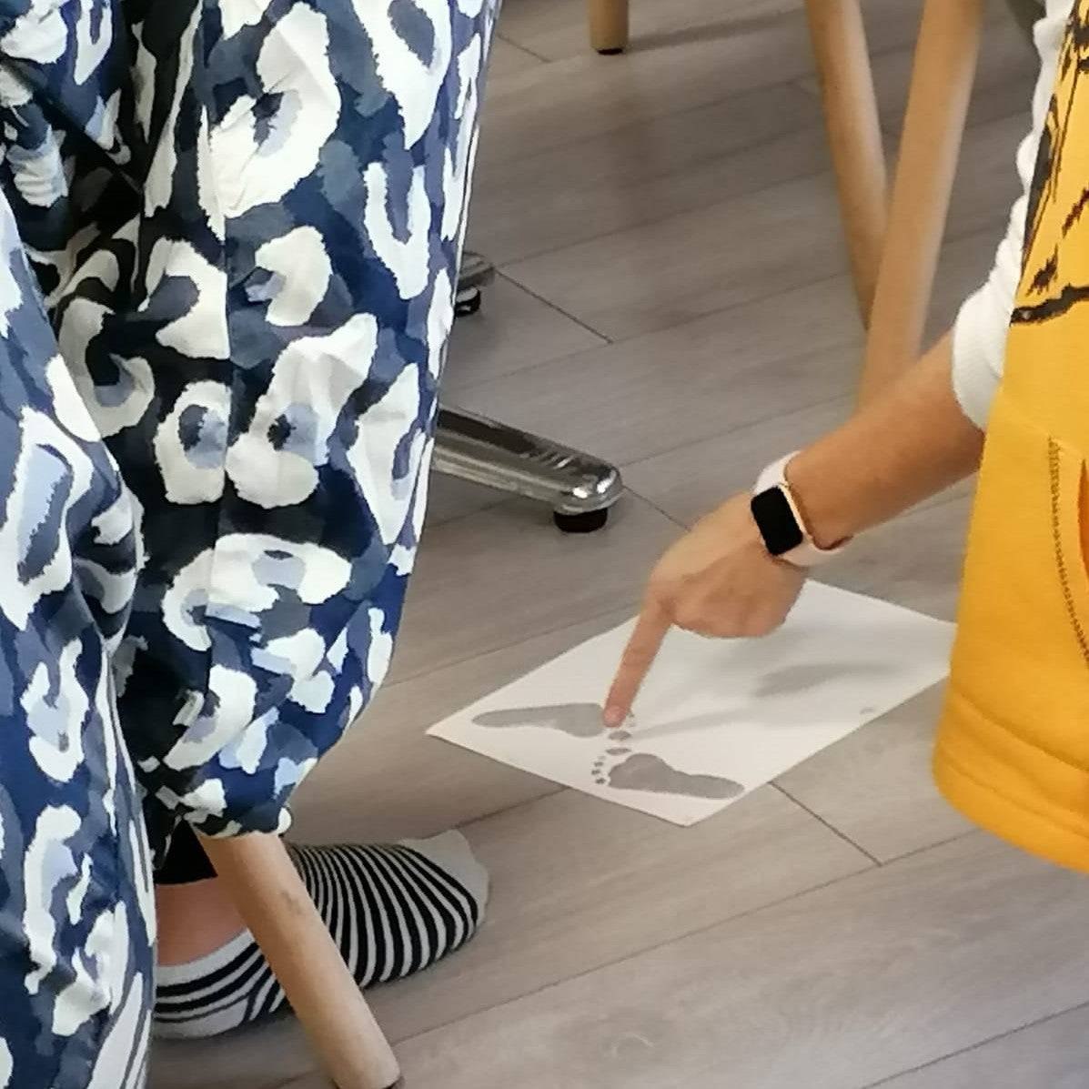 Commission - Handprint and footprint hearts on a silver keyring, two prints with one name - Little Fingers 'n' Toes